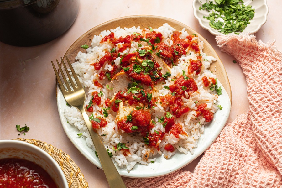 Salsa Chicken and Rice Recipe | Crock Pot Salsa Chicken