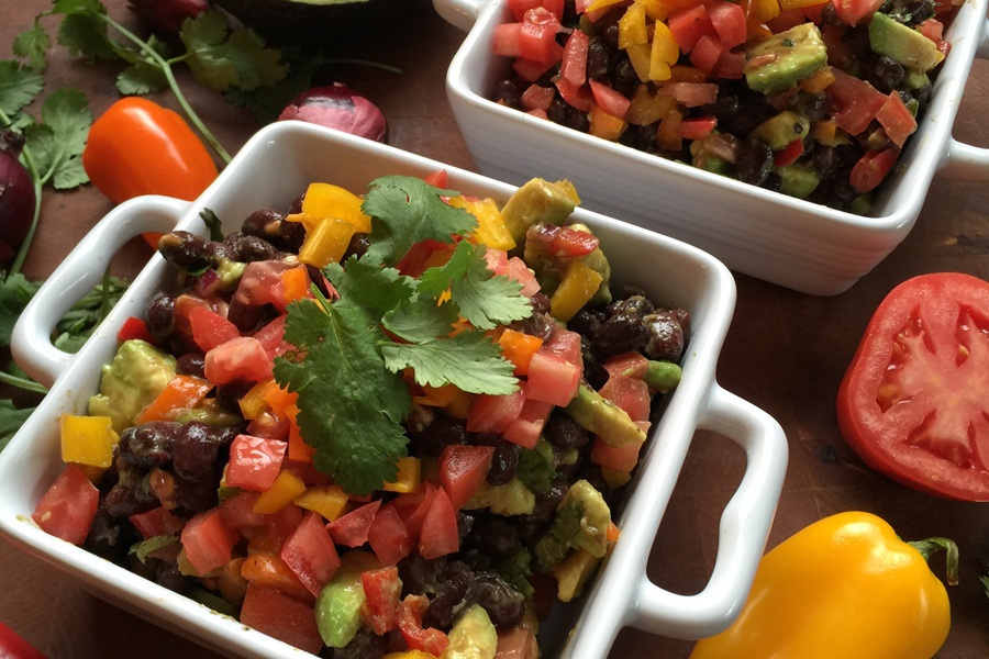Easy Low Carb Cowboy Caviar Recipe in Two White Bowls