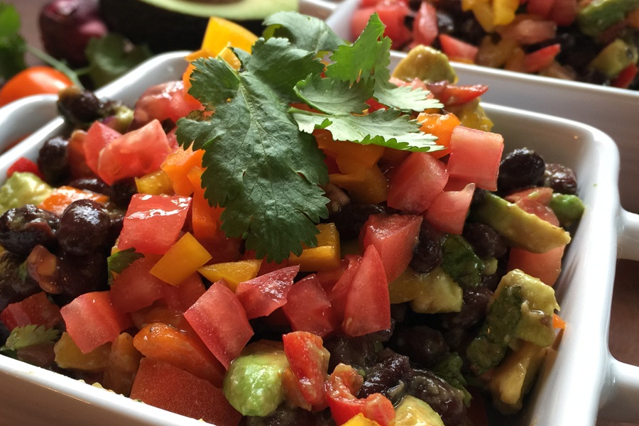 Easy Low Carb Cowboy Caviar Recipe Close Up in a White Bowl