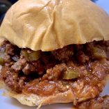 Close Up of Slow Cooker Sloppy Joes with Ground Beef