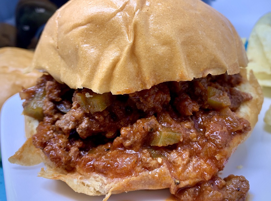 Close Up of Slow Cooker Sloppy Joes with Ground Beef