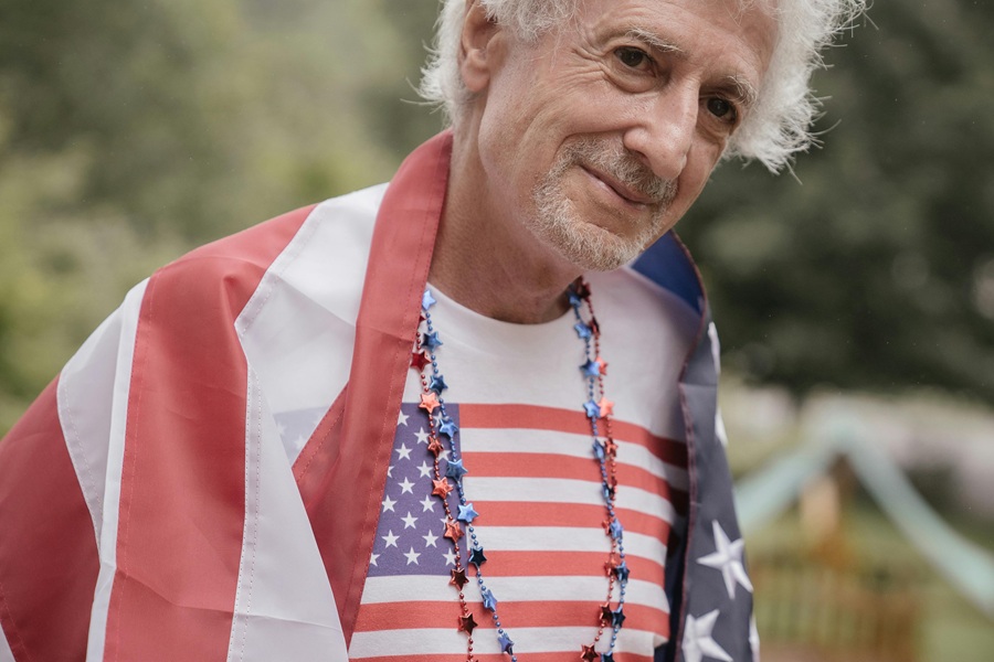 Red White and Blue Margarita Recipes an Elderly Man Wearing a Shirt with an American Flag on it