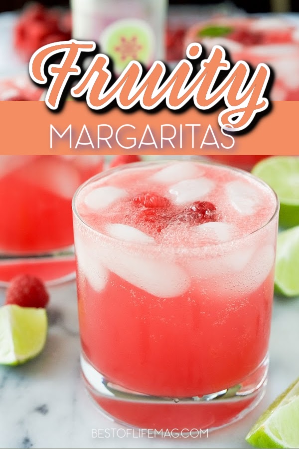 Enjoy these easy to make fruity margarita recipes when you need a refreshing cocktail! These are easy to adapt to pitcher recipes, too! Fruity Cocktails | Margarita Recipes | Margarita on the Rocks | Best Margaritas | Party Recipes | Party Drinks | Tequila Cocktail Recipes #margaritas #cocktailrecipes via @amybarseghian