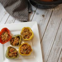 Low Carb Crock Pot Stuffed Peppers On a Plate