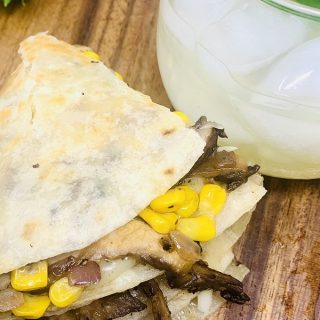 Portobello Mushroom and Corn Quesadilla Recipe Overhead View of a Folded Quesadilla