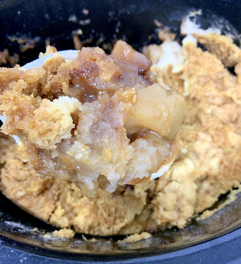 Slow Cooker Apple Crisp Recipe Finished Crisp in a Crockpot