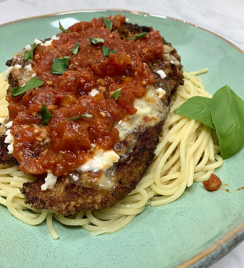 Best Panko Chicken Parmesan Recipe on a Plate with Pasta