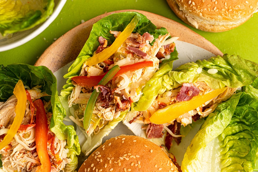 Crockpot Chicken and Bacon Keto Lettuce Wraps Recipe | Sandwich Option Too