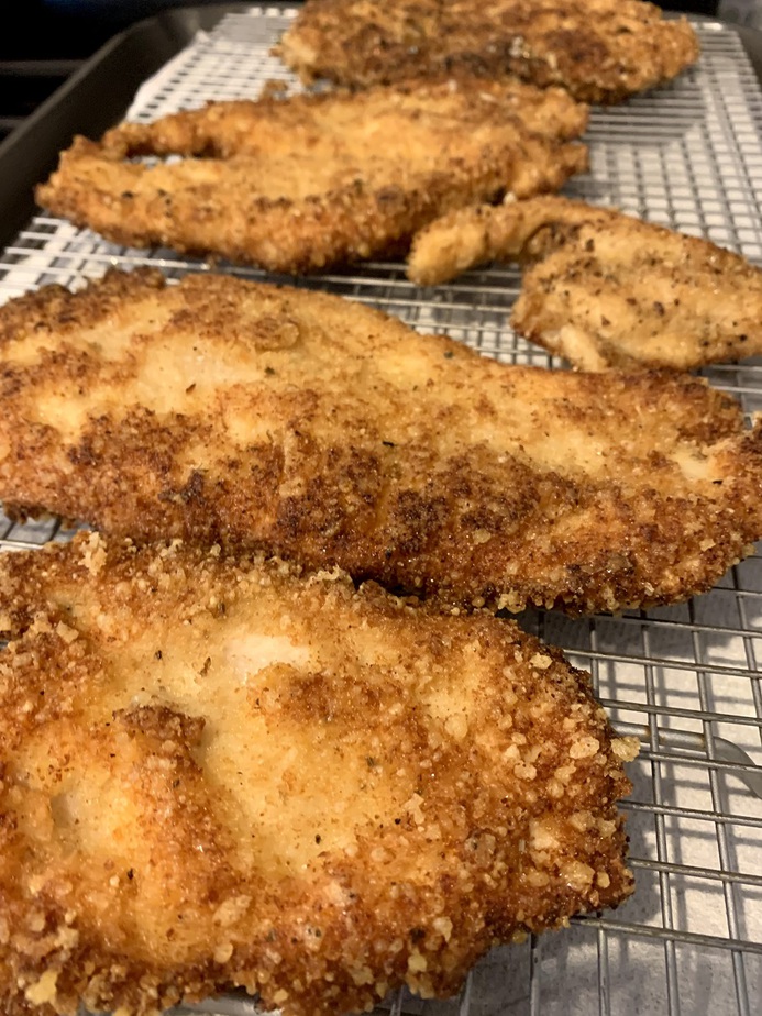 Best Panko Chicken Parmesan Recipe Chicken Drying Out on a Wire Rack