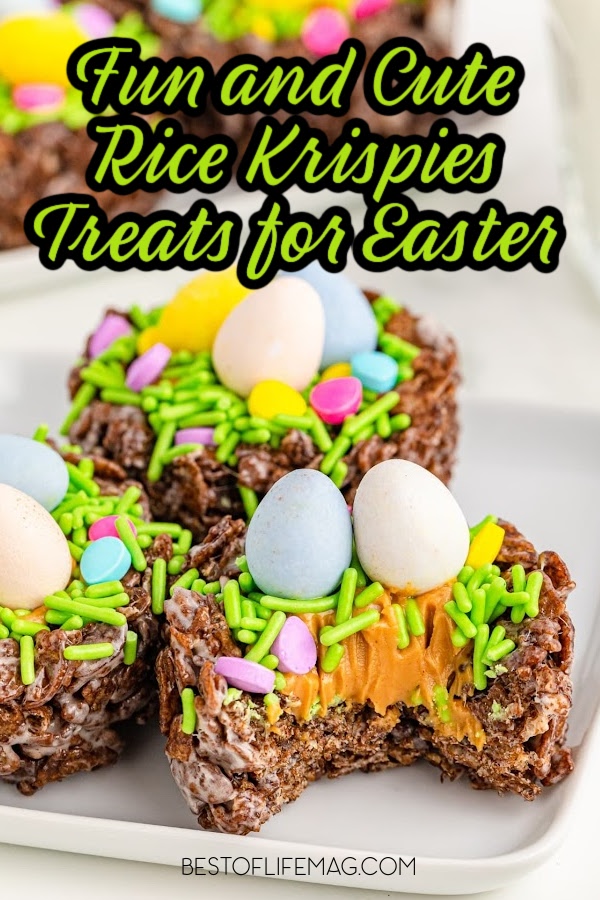These rice krispies treats for Easter turn homemade rice krispies treats into perfect Easter desserts for kids to make and have fun!&nbsp; via @amybarseghian