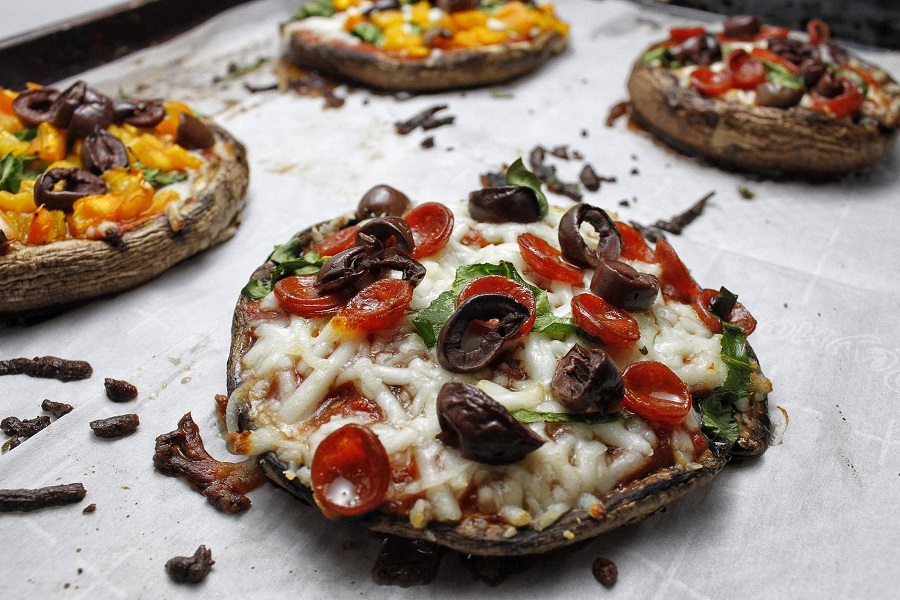 2B Mindset Meal Plan Ideas for Lunch Close Up of a Portobello Mushroom Pizza