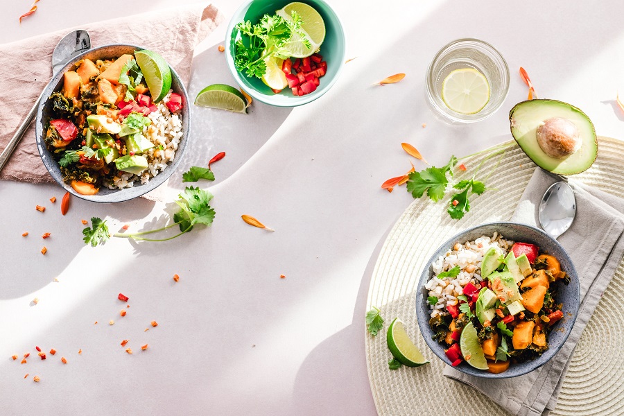 Amazon Echo Show Overhead View of Two Bowls of Healthy Food