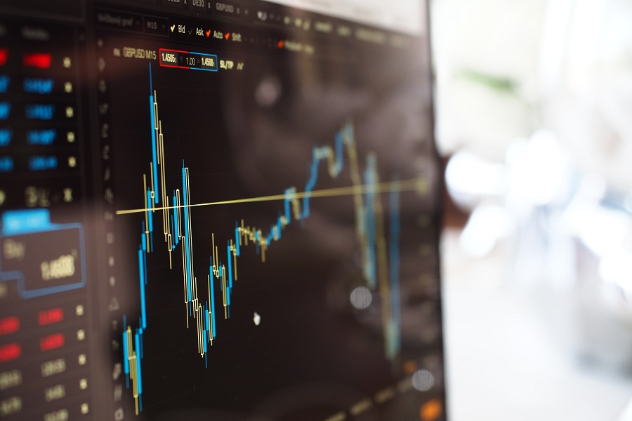 Amazon Echo Show Close Up of a Computer Screen with the Stock Market Open On The Screen