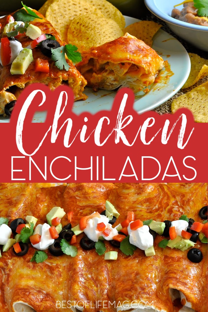 This easy chicken enchiladas recipe tastes like what you find at your favorite Mexican restaurant. Pair with a red or green sauce of your liking and you have a top ten family recipe on your hands! Enchilada Recipes | Mexican Recipes | Easy Dinner Recipes | Chicken Recipes | Easy Chicken Recipes | Recipes for Taco Tuesday | Party Recipes | Recipes for a Crowd #tacotuesday #Mexicanrecipes