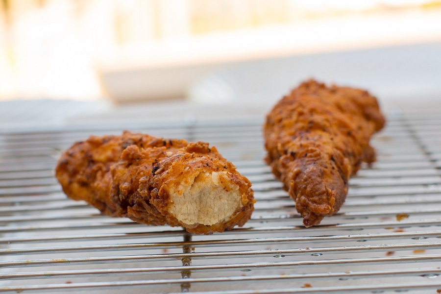 Dairy Free Dinner Recipes Two Chicken Fingers on a Metal Rack
