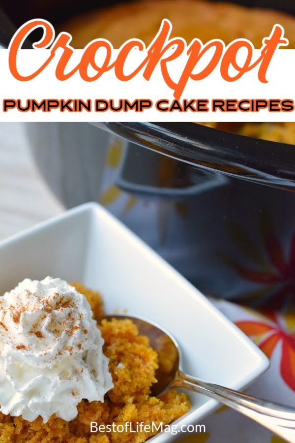 Crockpot pumpkin dump cake recipes are perfect for those chilly days, as well as fall and winter holidays. Dump Cakes for Halloween | Fall Dump Cakes | Crockpot Cake Recipes | Crockpot Fall Cakes | Slow Cooker Desserts | Slow Cooker Pumpkin Recipes | Crockpot Pumpkin Recipes | Pumpkin Desserts | Crockpot Pumpkin Dessert Recipes #pumpkincake #crockpotrecipes via @amybarseghian
