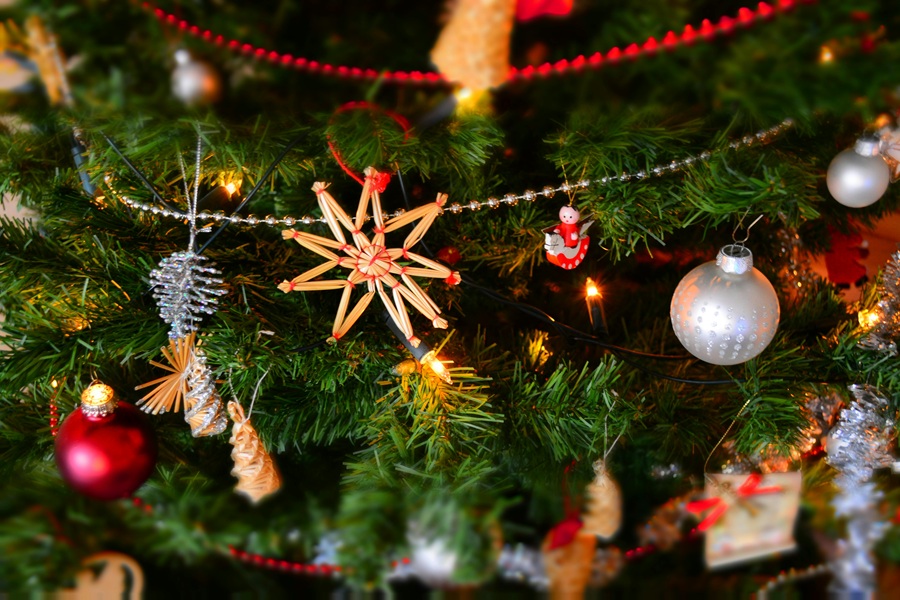 Cranberry Margarita Recipes Close Up of Christmas Tree Ornaments on a Christmas Tree