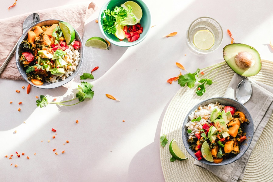 Crockpot Chicken Burrito Bowl Recipes Two Burrito Bowls on a White Table