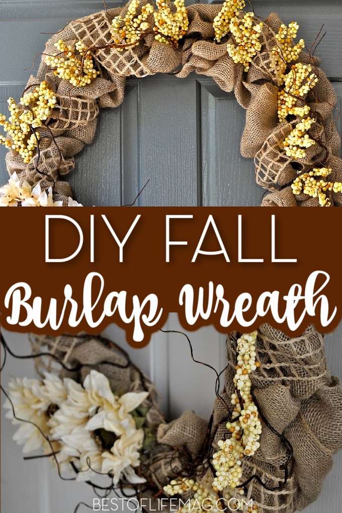 Our neutral fall DIY burlap wreath keeps your home looking chic and stylish throughout the entire season with its Restoration Hardware inspired design. DIY Fall Decorations | DIY Crafts for Fall | Fall Wreath Ideas | Homemade Wreath for Fall | DIY Burlap Crafts | Burlap Crafting Ideas | Home Decor for Fall #falldecor #DIYcrafts
