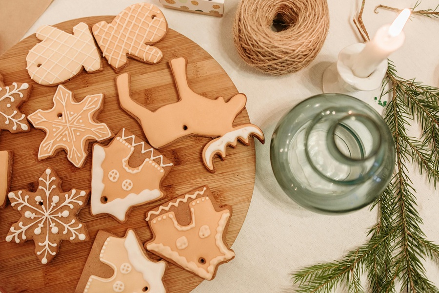 Dairy Free Holiday Cookies a Tray of Holiday Cookies in Different Shapes