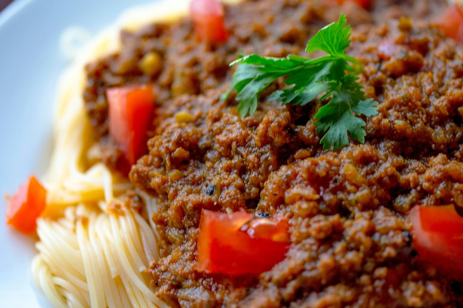 Crockpot Beef Recipes Close Up of Spaghetti with a Ground Beef Sauce