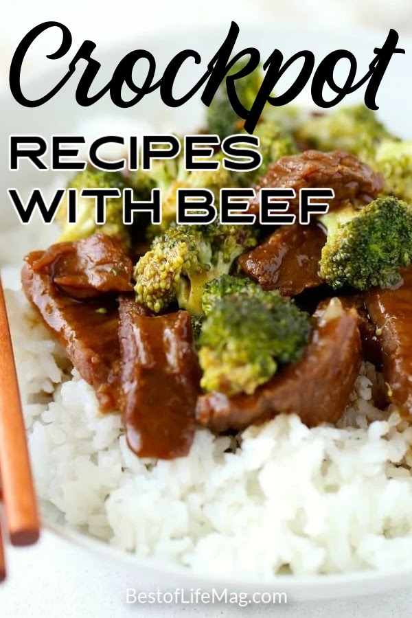 With over 30 recipes to choose from, pick your favorite cut of beef and throw it in the crockpot to make one of these delicious crockpot beef recipes. Crockpot Beef Stew | Crockpot Beef Stroganoff | Crockpot Beef Tips | Beef and Broccoli Crockpot | Crockpot Recipes with Beef | Slow Cooker Beef Recipes | Crockpot Dinner Recipes | Beef Dinner Recipes Slow Cooker | Crockpot Recipes with Beef | Beef Dinner Recipes | Easy Dinner Recipes with Beef #crockpotrecipes #beefrecipes via @amybarseghian