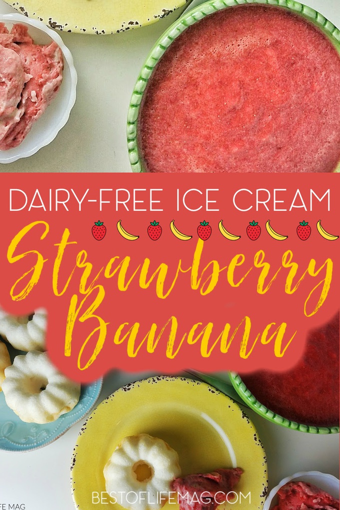 This dairy free ice cream recipe is great for anyone with a dairy sensitivity, it's also great for satisfying that craving without all the added fat and calories! DIY Ice Cream | Ice Cream Recipes | Strawberry Ice Cream Recipe | Banana Ice Cream Recipe | Dessert Recipes with Fruit | Dessert Recipes with Strawberries | Summer Party Recipes | Summer Recipes | Summer Dessert Recipes #icecream #dessertrecipe via @amybarseghian
