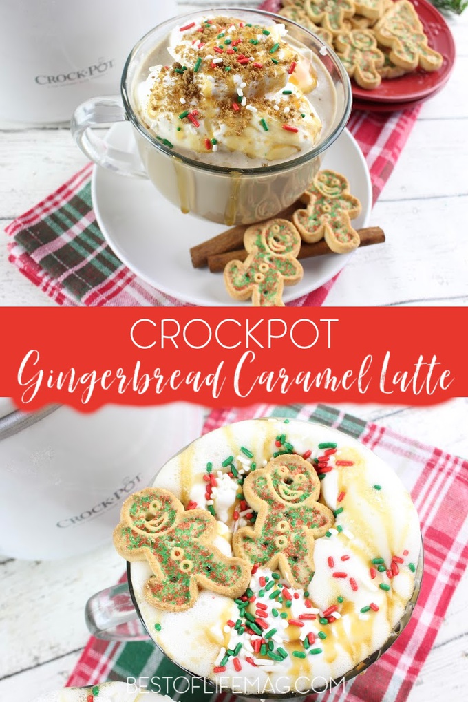 Wake up in the morning to something better than your average cup of coffee, a crockpot gingerbread latte with delicious caramel. This drink recipe is perfect to enjoy while curled up with a book. Crockpot Recipes | Slow Cooker Recipes | Drink Recipes | Crockpot Coffee Recipes | Fall Recipes #slowcooker