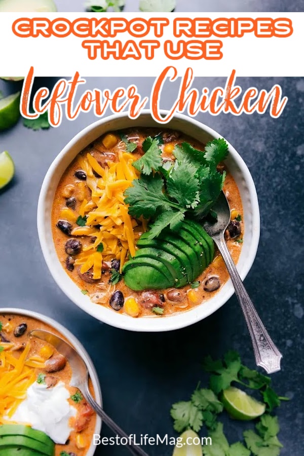 Use the best crockpot meals with leftover chicken to make meal planning easy and save time in the kitchen. Leftover Recipes | Chicken Recipes | Crockpot Chicken Recipes | Slow Cooker Recipes | Chicken Recipes for Families | Crockpot Ideas #crockpotrecipes via @amybarseghian