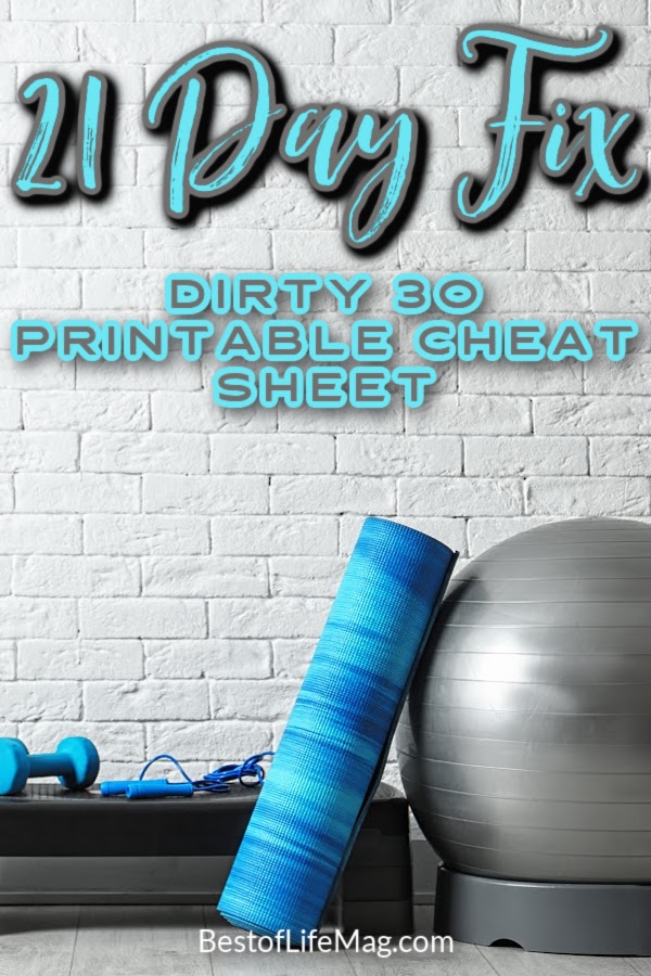 21 Day Fix Dirty 30 Workout Cheat Sheet EOUA Blog