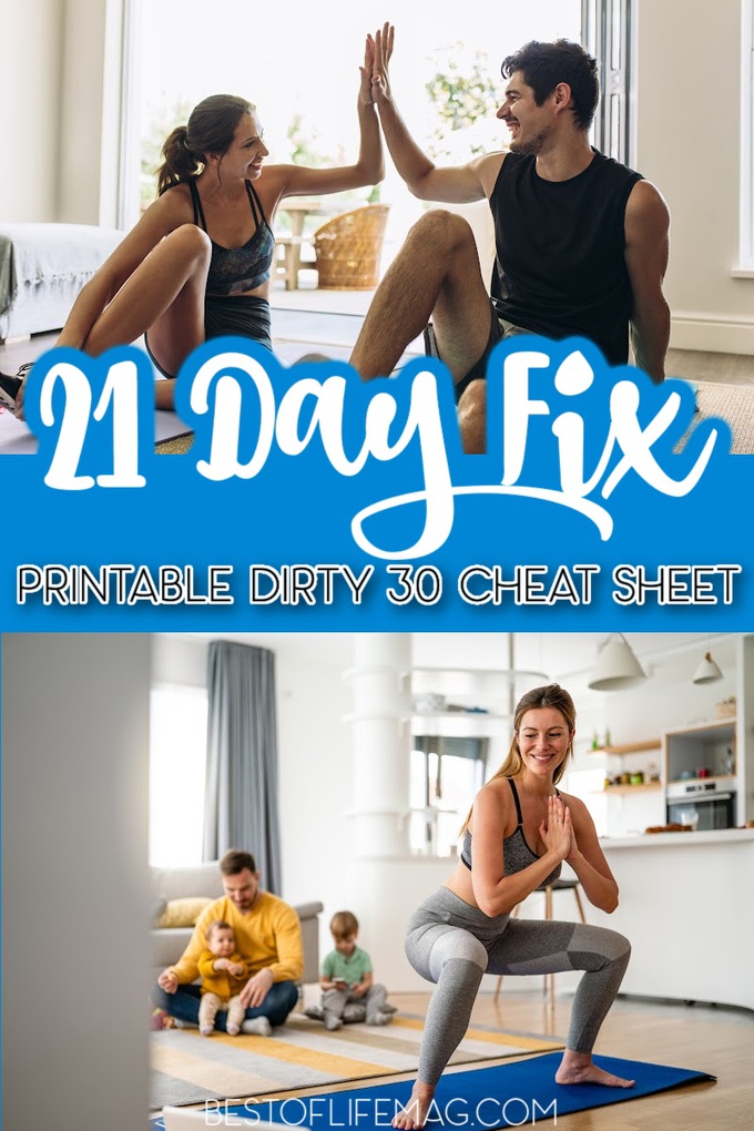 Printable 21 Day Fix Dirty 30 Cheat