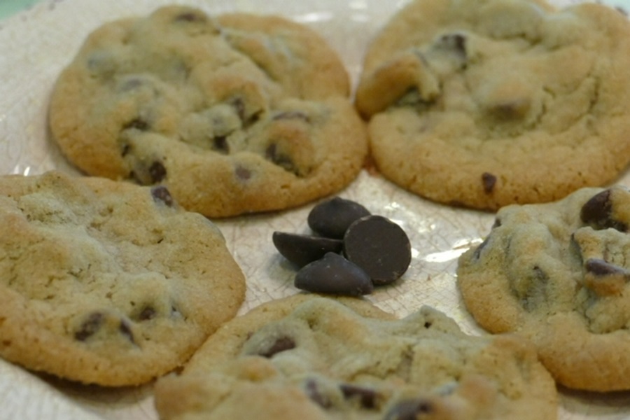 Rockin' Game Day Recipes Close Up of Chocolate Chunk Cookies on a Plate