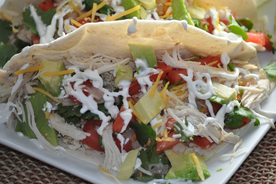 Rockin' Game Day Recipes Close Up of Shredded Chicken Tacos