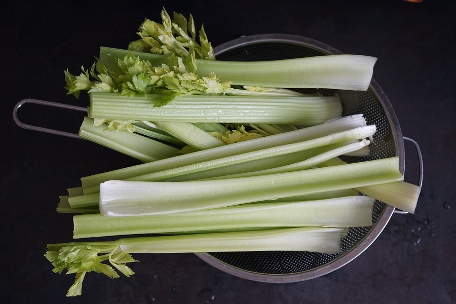 Diabetic Snacks Store Bought a Strainer Filled with Celery Sticks