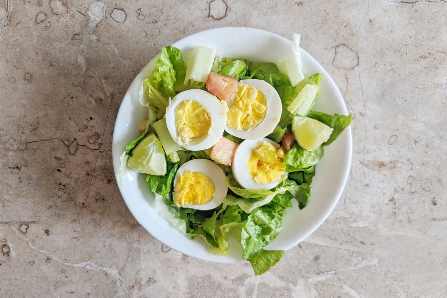 Diabetic Snacks Store Bought a Small Plate of Hard Boiled Eggs on Lettuce