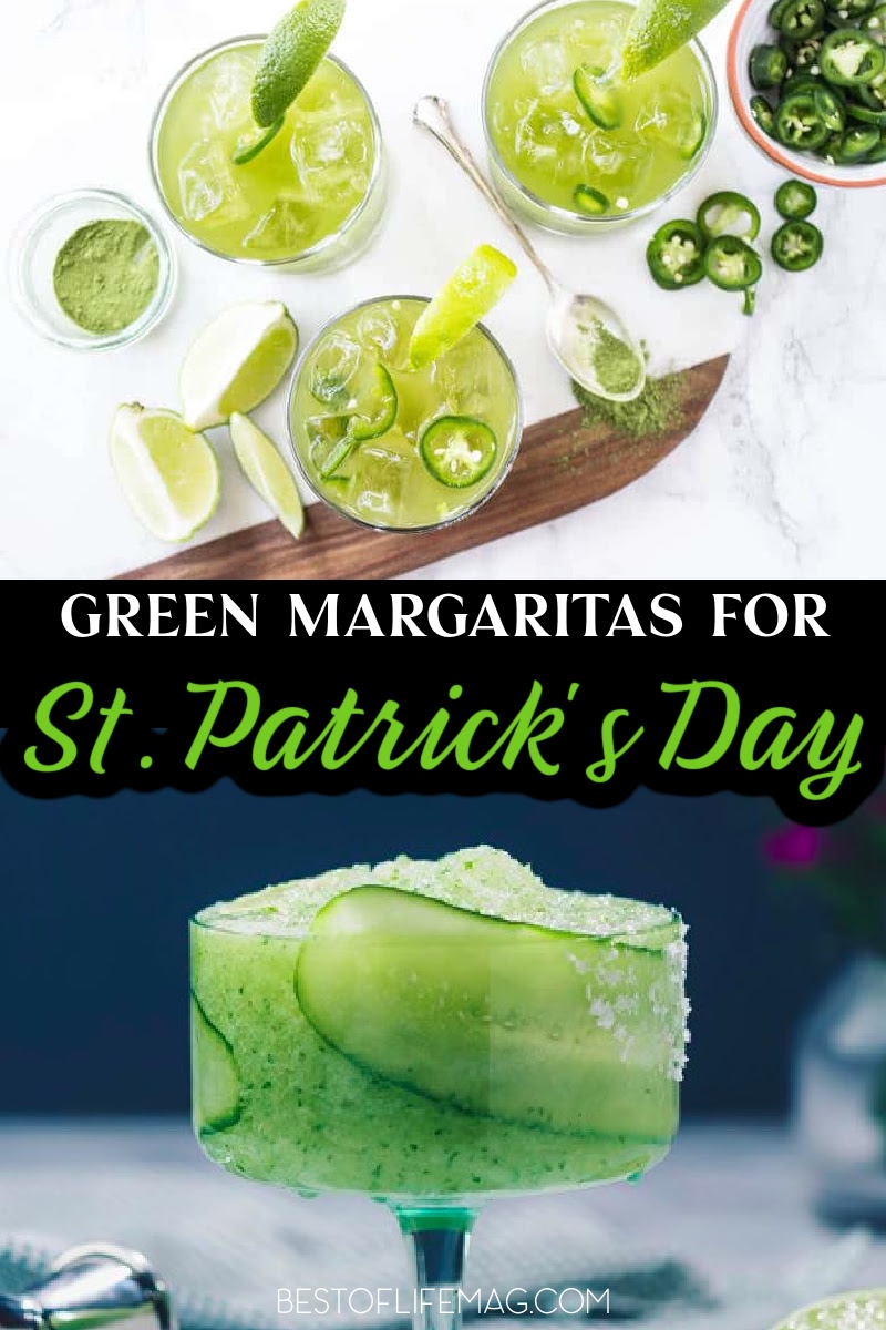 Green margaritas for St Patricks Day can help you get into the Irish spirit and celebrate with easy green cocktails. St Patricks Day Recipes | St Patricks Day Drinks | Green Drinks for St Patricks Day | Green Cocktails for St Patricks Day | Margarita Recipes for a Crowd | Green Margarita Ideas | Cocktail Party Recipes | St Patricks Day Party Recipes #margarita #stpatricksday