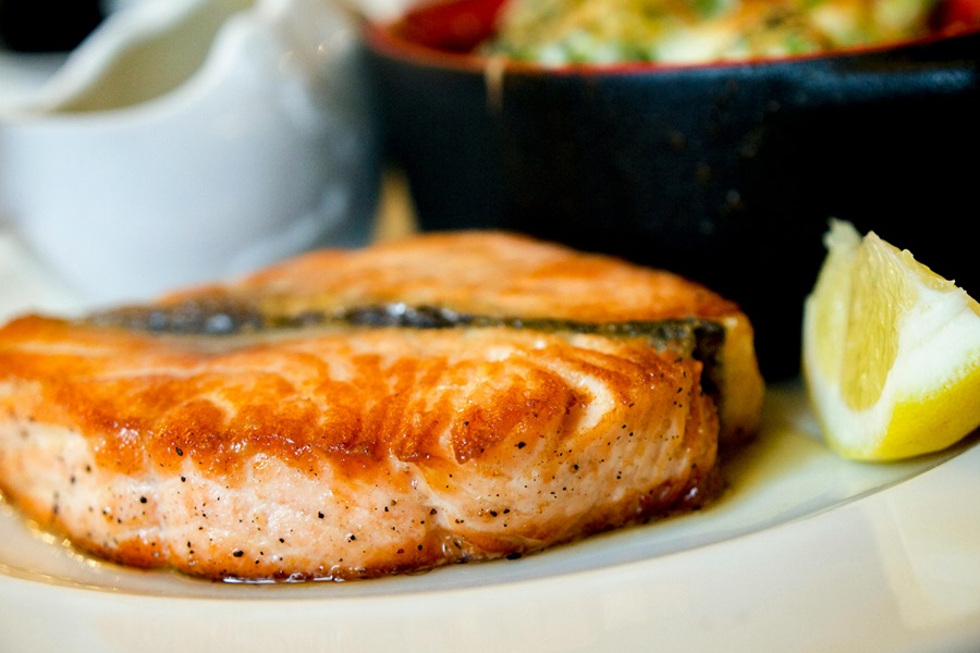 Ketogenic Diet Food List Close Up of a Salmon Steak on a Plate