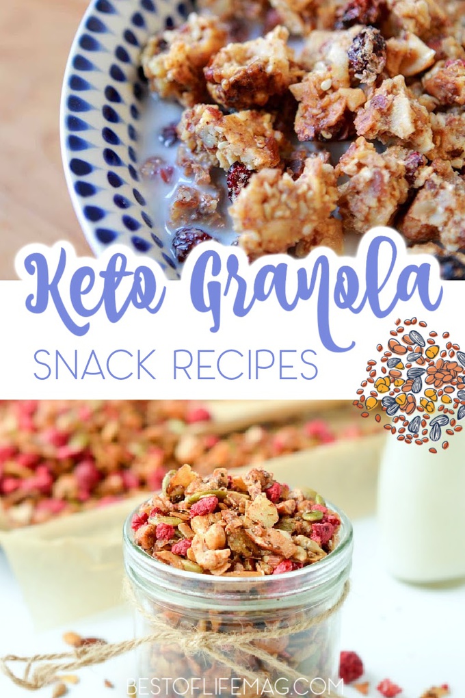 Keto granola recipe ideas are perfect to carry with you for a quick snack or to make on busy days to help when you don’t have a lot of time for keto meal prep. Keto Snack Recipes | Keto Recipes | Low Carb Snack Recipes | Low Carb Recipes | Low Carb Granola Recipes | Healthy Granola Recipes | Quick Snack Recipes | On the Go Snack Recipes | Travel Snack Ideas #lowcarbsnacks #ketorecipes