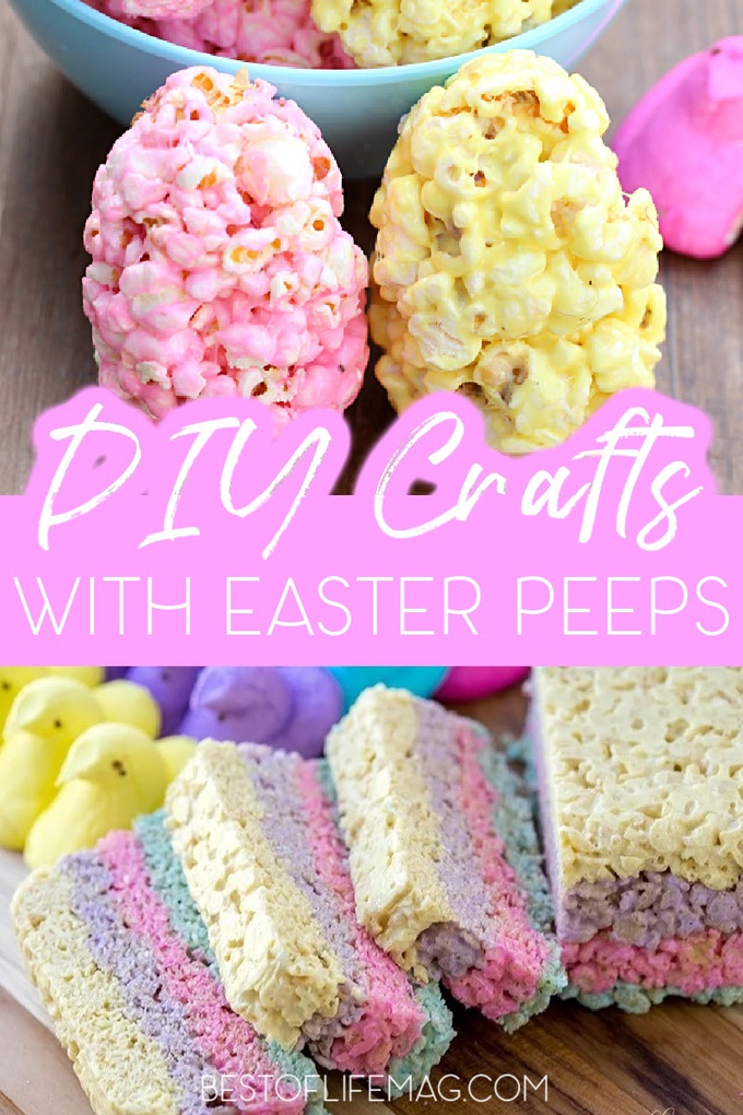 There is one treat that goes hand in hand with Easter, Peeps. There are so many ways to take an ordinary Peep and elevate it to a fancy dessert or craft! Easter Crafts | Craft Ideas for Easter | DIY Easter Decor | Things to do on Easter | Easter Candy Ideas | Easter Activities for Kids #Easter #DIY via @amybarseghian