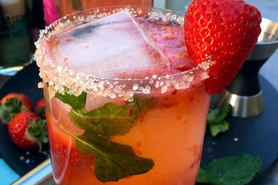 Summer Margarita Recipes Light Strawberry Margarita Recipe Close Up Garnished with a Strawberry