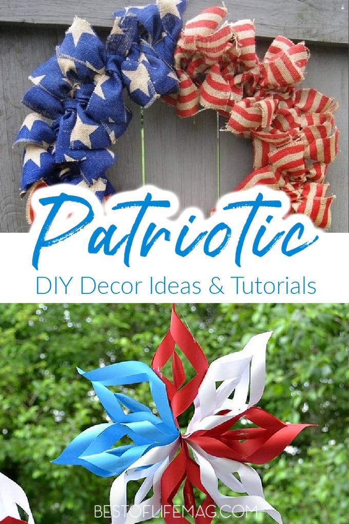 DIY projects can be fun for everyone in the family especially when making these perfect patriotic decorations that you can display year round! Fourth of July Decorations | Independence Day Decor | DIY Summer Decor | Red White and Blue Decor | Summer Party Decorations | Memorial Day Decor | DIY Door Wreaths | Firework Decor Ideas #patrioticdecor #diydecor