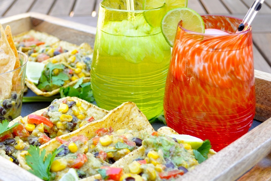 Margarita Recipes Without Triple Sec a Serving Tray with Tacos and Two Margaritas