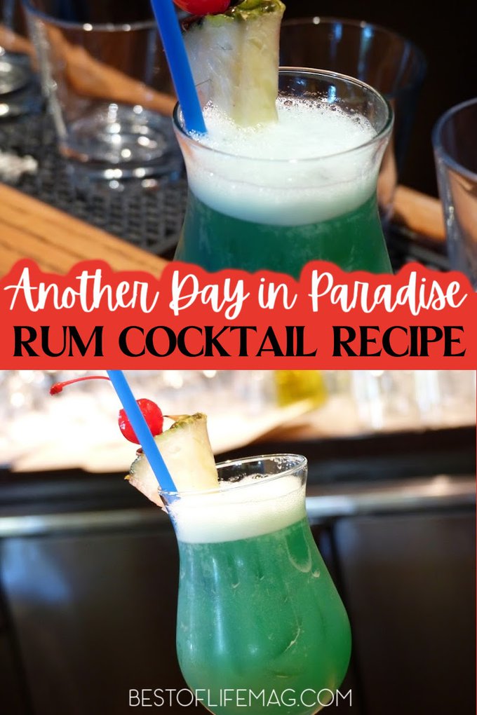 Want to pretend like you are on vacation on the beautiful beaches of the Caribbean? This Another Day in Paradise rum cocktail is the perfect solution. Cocktail Recipes | Tropical Cocktail Recipes | Fruity Cocktail Recipes | Party Recipes | Drink Recipes for a Crowd | Adult Drink Recipes | Drink Recipes for Parties #cocktailrecipes #drinkrecipes via @amybarseghian