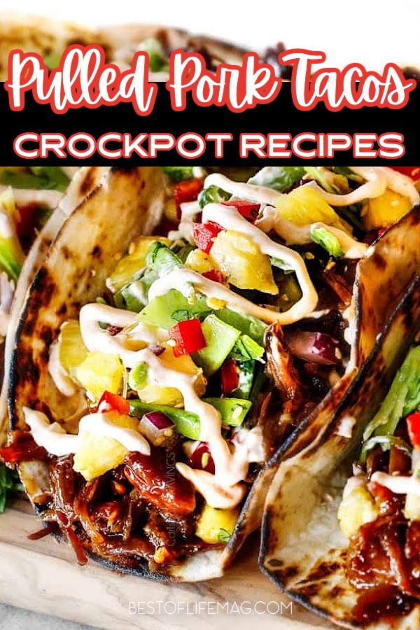 Get excited for Taco Tuesday again with the best crockpot pulled pork tacos recipes that are also an easy crockpot dinner recipe. Easy Crockpot Recipes | BBQ Pulled Pork Tacos | Smoked Pulled Pork Tacos | Leftover Pulled Pork Tacos | Mexican Pork Tacos | Crockpot Taco Tuesday Recipes | Slow Cooker Taco Recipes | Slow Cooker Taco Recipes | Crockpot Pulled Pork Recipes | Crockpot Recipes with Pork | Slow Cooker Pork Recipes #crockpotrecipes #tacorecipes