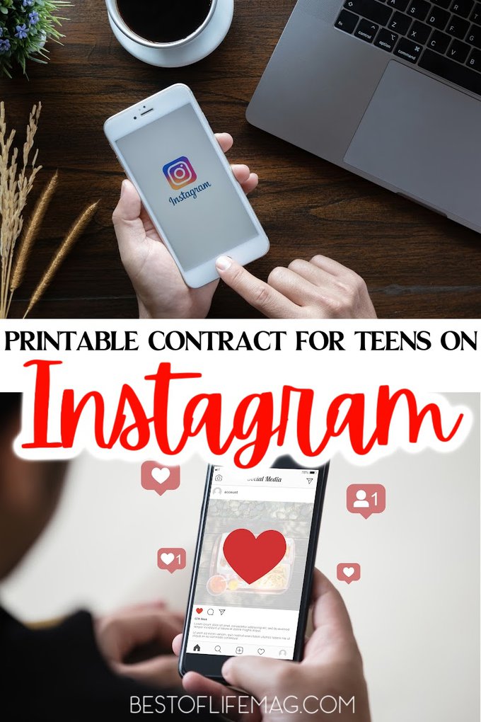 Allowing your teen to have an Instagram account will be more successful when used with a printable Instagram contract for teens and tweens. It's also important that you know some Instagram parental monitoring tips. Parenting Tips | Parenting Ideas | Printables | Social Media Contracts | Social Media Tips and Apps #parenting #socialmedia