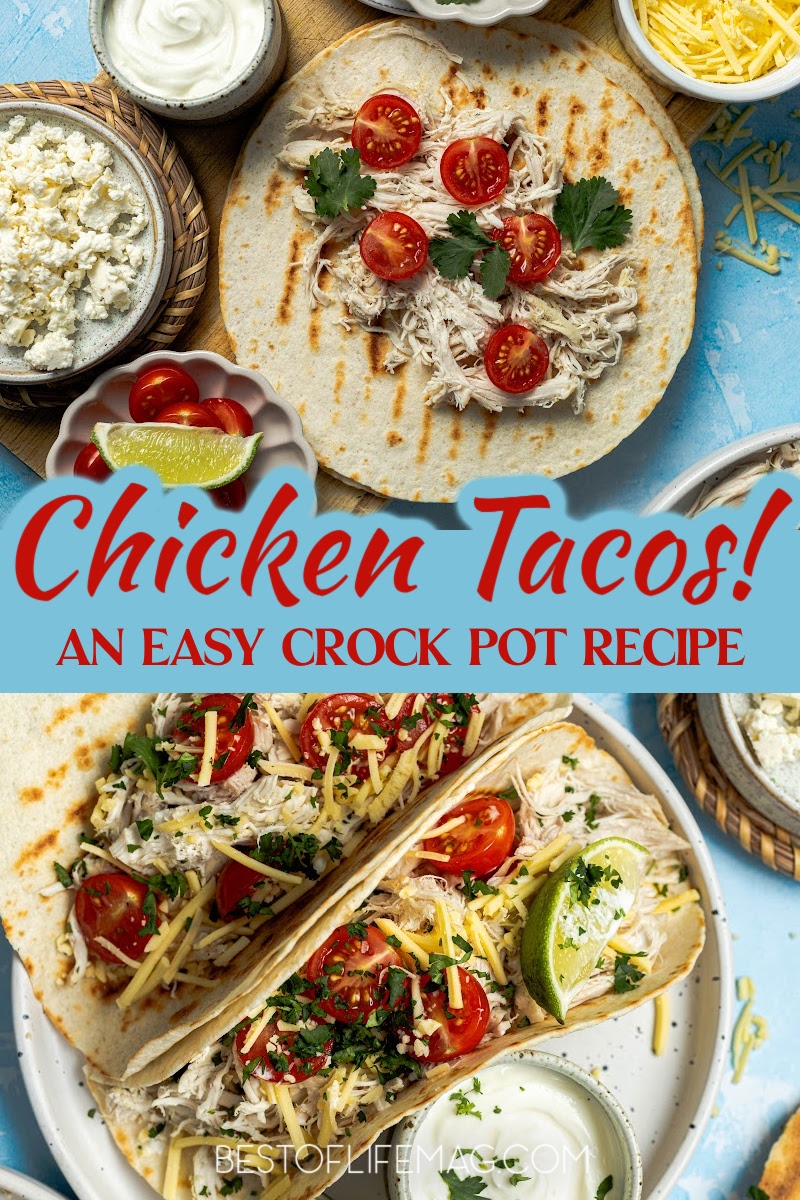 Our delicious and easy chicken tacos with shredded chicken recipe can help with meal prep when you need to feed a crowd or are short on time. Homemade Chicken Tacos | Easy Shredded Chicken Tacos | Slow Cooker Chicken Tacos | Chicken Tacos Recipe | Authentic Chicken Tacos | Healthy Chicken Tacos | Mexican Chicken Tacos | Easy Chicken Crockpot Recipe | Quick Crockpot Chicken Dishes | Simple Slow Cooker Chicken Recipes | One-Pot Chicken Crockpot Meals | Healthy Chicken Crockpot Ideas