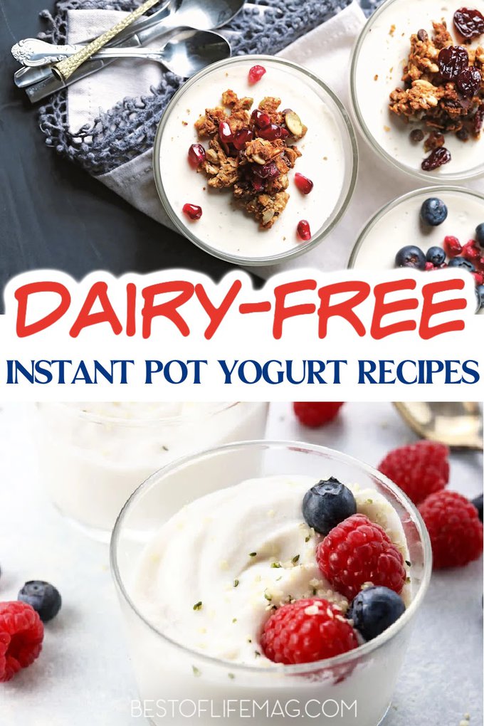 These dairy free Instant pot yogurt recipes are so delicious you won't even miss the dairy. They are perfect for a healthy snack throughout your day. Dairy Free Recipes | Instant Pot Recipes | Dairy Free Yogurt Recipes | Instant Pot Snack Recipes | Dairy Free Instant Pot Recipes | Instant Pot Yogurt Ideas | Healthy Instant Pot Recipes #instantpot #dairyfree via @amybarseghian