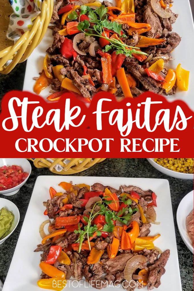 This easy crockpot steak fajitas recipe is perfect to make on those busy days when time is short. Plus, it is healthy making it an easy choice for your fit lifestyle. Crock Pot Recipes | Slow Cooker Recipes | Healthy Recipes | Healthy Crockpot Recipes | Low Carb Recipes #Fajitas #MexicanRecipes #recipes