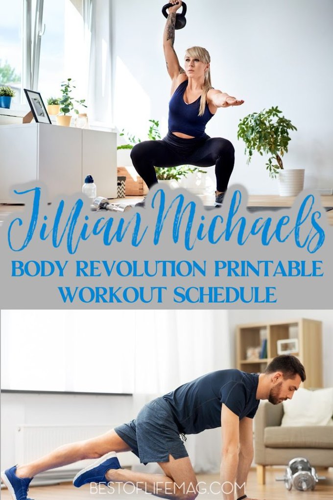 Printable Workout Schedule for Jillian Michaels Body Revolution