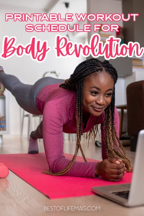 Printable Workout Schedule for Jillian Michaels Body Revolution